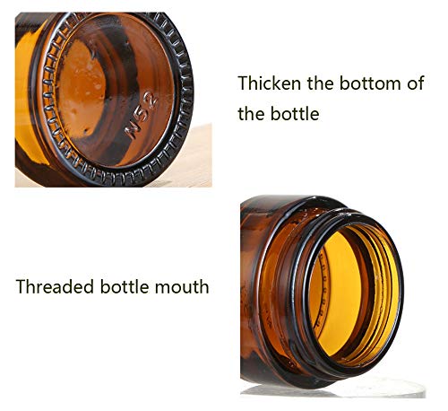 5Pcs 20G/20Ml Refillable Round Amber Glass Cream Jars Empty Cosmetic Containers Sample Jars Bottle With Inner Liners And Wood Gr